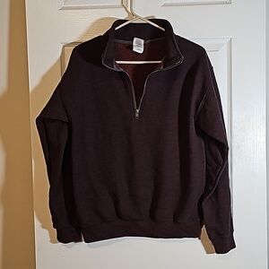 Gildan Quarter Zip Pullover Brown Size S